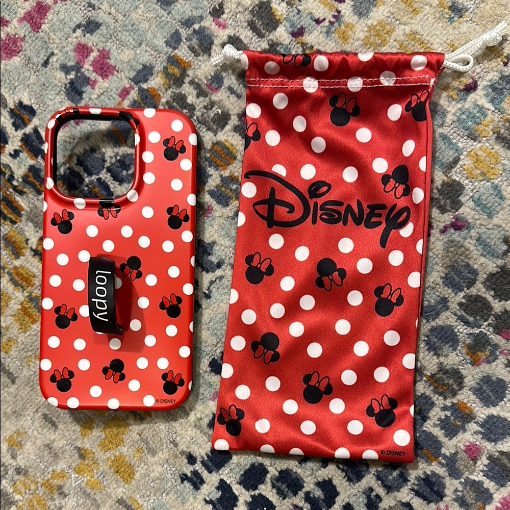 Disney Loopy Case - iPhone 14 Pro Red with Black and White Polka Dots